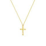 14K Gold Scattered Diamond Cross Pendant Necklace