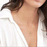 14K Gold Scattered Diamond Cross Pendant Necklace