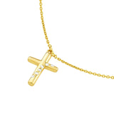 14K Gold Scattered Diamond Cross Pendant Necklace