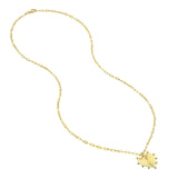 14K Gold Bead-Trim Fluted Heart Pendant Necklace