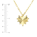 14K Gold Bead-Trim Fluted Heart Pendant Necklace