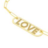 14K Gold Love Paper Clip Pendant Necklace