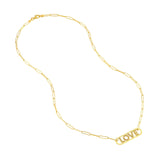 14K Gold Love Paper Clip Pendant Necklace