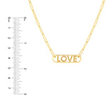 14K Gold Love Paper Clip Pendant Necklace