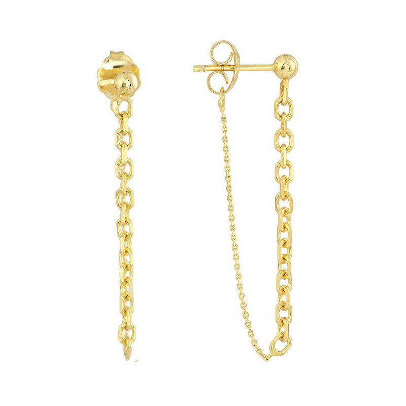 14K Gold Cable Chain Earrings