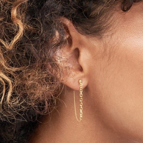 14K Gold Cable Chain Earrings