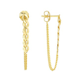 14K Gold Half Curb Chain Hanging Earrings