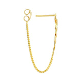 14K Gold Half Curb Chain Hanging Earrings