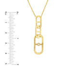 14K Gold Diamond Fluted Tab Link Pendant Necklace