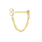 14K Gold Paper Clip and Bead Bar Earrings