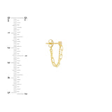 14K Gold Paper Clip and Bead Bar Earrings