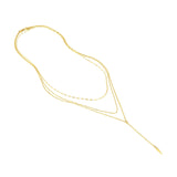 14K Gold Multi Layered Diamond Spike Lariat Necklace