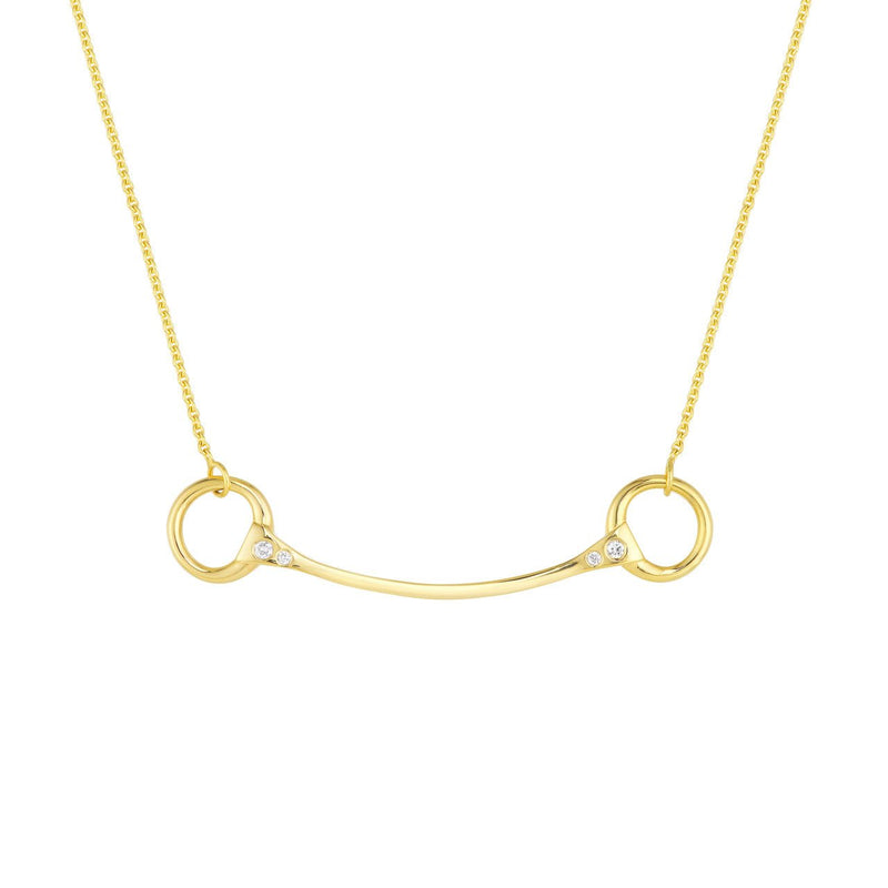 14K Gold Horse Bit Pendant Necklace