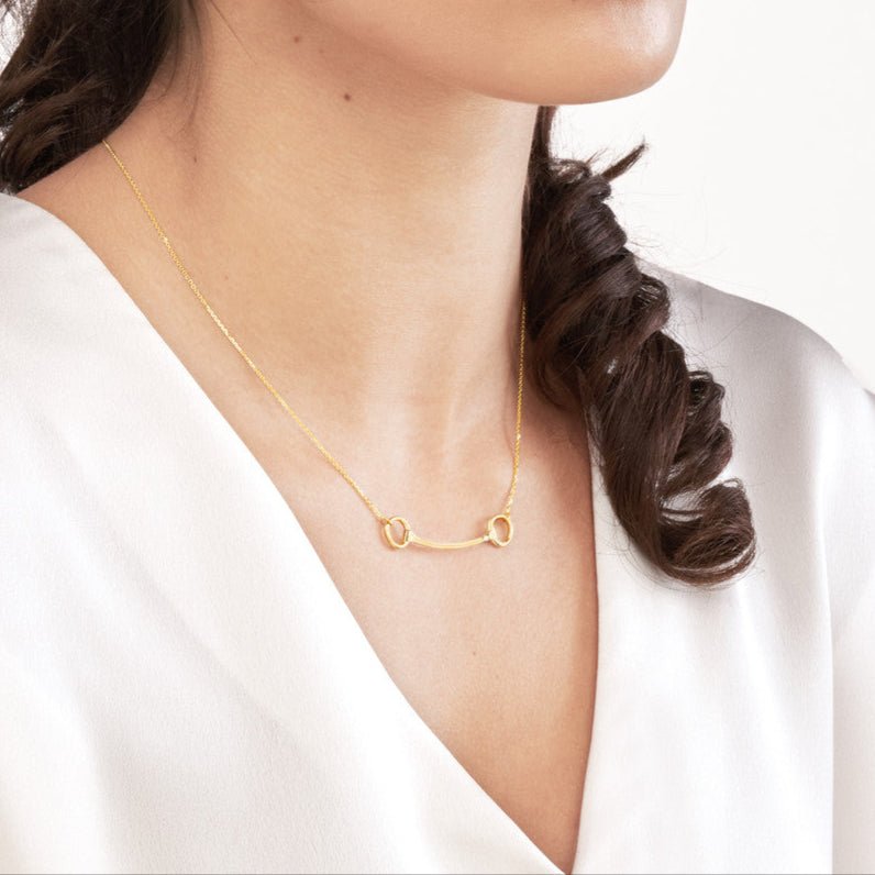 14K Gold Horse Bit Pendant Necklace