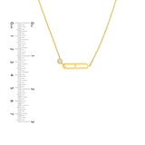14K Gold Paper Clip Style and Diamond Bezel Pendant Necklace