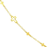 14K Gold Mixed Hammered Cross Chain