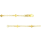 14K Gold Mixed Hammered Cross Chain