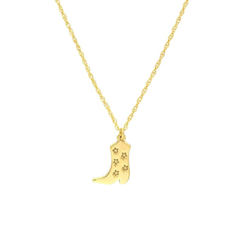 14K Gold Cowboy Boot Pendant Necklace