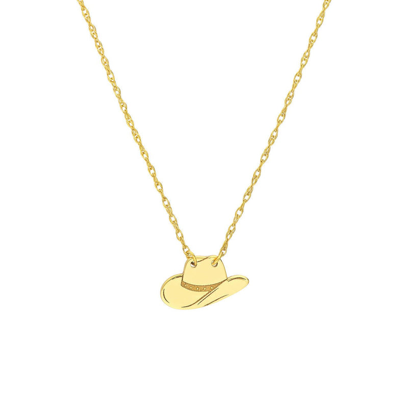 14K Gold Cowboy Hat Pendant Necklace