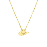 14K Gold Cowboy Hat Pendant Necklace