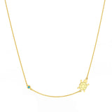 14K Gold Floating Turtle and Turquoise Bezel Necklace