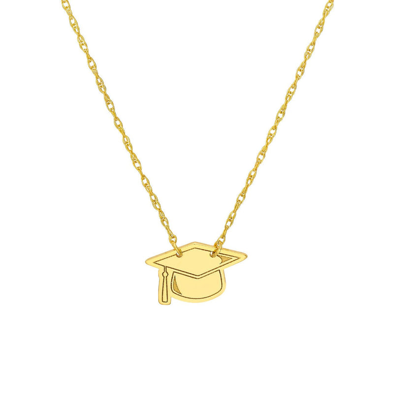 14K Gold Graduation Cap Pendant Necklace