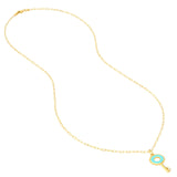 14K Gold Enamel Key Diamond Paper Clip Pendant