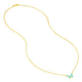 14K Gold Turquoise and Diamond Butterfly Pendant Necklace
