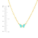 14K Gold Turquoise and Diamond Butterfly Pendant Necklace