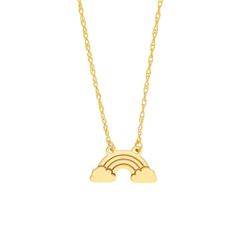14K Gold Rainbow and Cloud Pendant Necklace