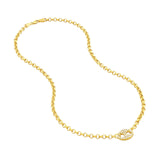 14K Gold Diamond Mariner Pendant Roll Chain Necklace