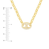 14K Gold Diamond Mariner Pendant Roll Chain Necklace