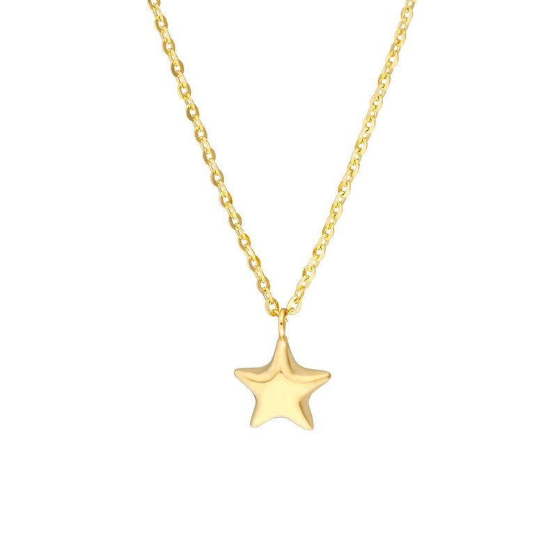 14K Gold Star Puff Pendant Children's Necklace