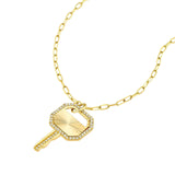 14K Gold Frame Key Diamond Pendant