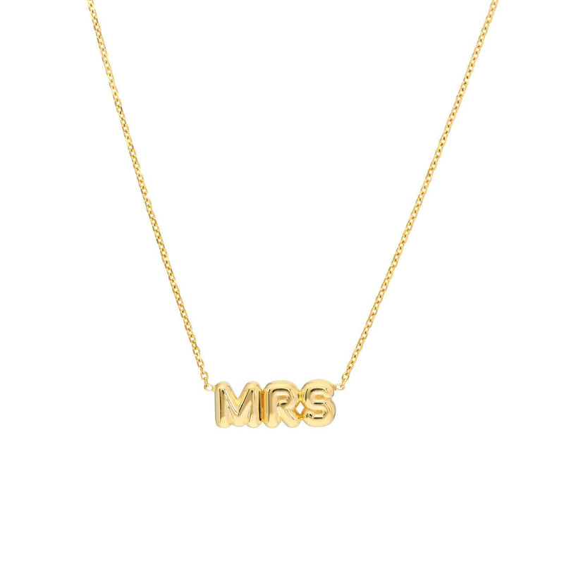 14K Gold Bubble Mrs Pendant