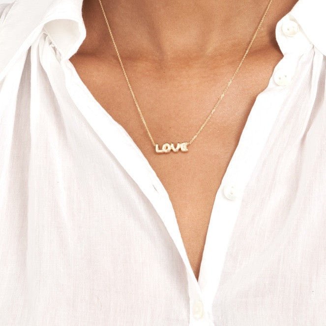 14K Gold Bubble Love Pendant