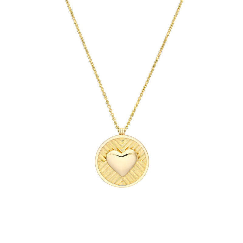 14K Gold Chevron and Bubble Heart Pendant