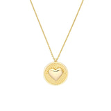 14K Gold Chevron and Bubble Heart Pendant