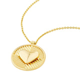 14K Gold Chevron and Bubble Heart Pendant
