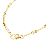 14K Gold 3+1 Style Paper Clip Necklace with Diamond Lock