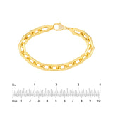 14K Gold Thick Squared Paper Clip Bracelet with Diamond Lock