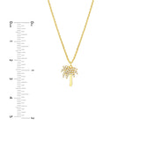 14K Gold Diamond Palm Tree Pendant Necklace