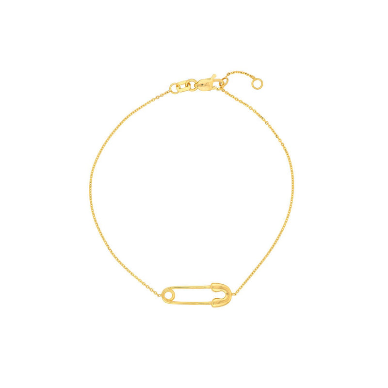 14K Gold Safety Pin Bracelet