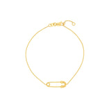 14K Gold Safety Pin Bracelet