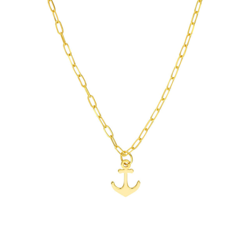 14K Gold Anchor Necklace Pendant Necklace
