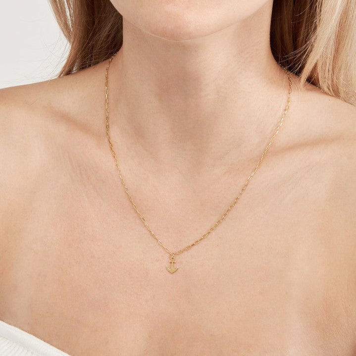 14K Gold Anchor Necklace Pendant Necklace