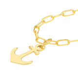 14K Gold Anchor Necklace Pendant Necklace