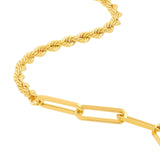 14K Gold Paperclip and Rope Bracelet