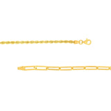 14K Gold Paperclip and Rope Bracelet