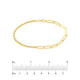 14K Gold Paperclip and Rope Bracelet